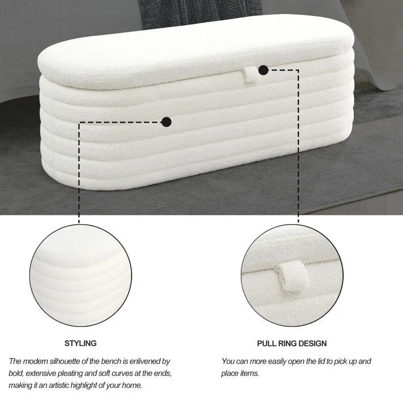 45.5 L Upholstered Fabric Storage Bench Ottoman