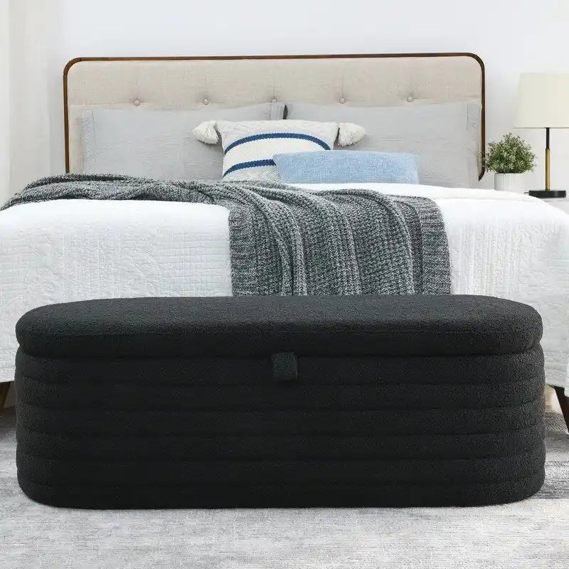45.5 L Upholstered Fabric Storage Bench Ottoman