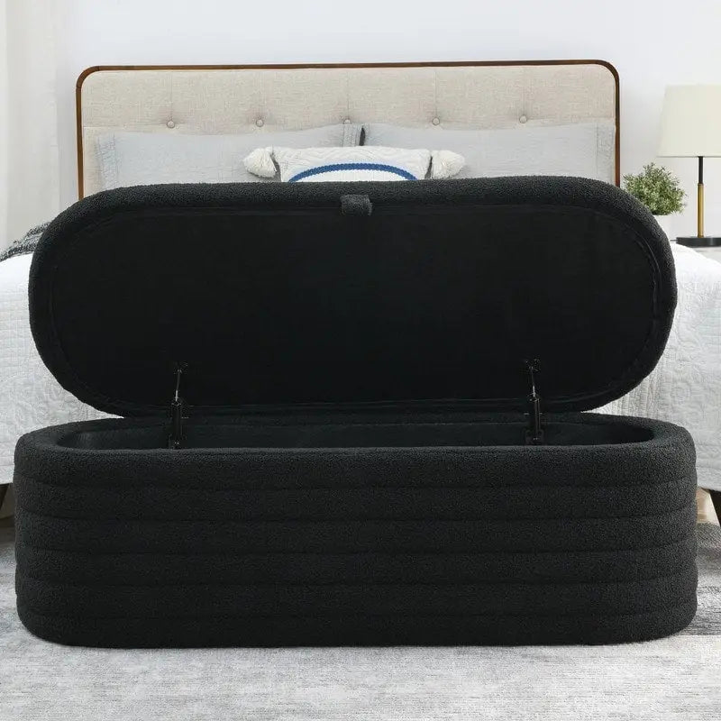 45.5 L Upholstered Fabric Storage Bench Ottoman