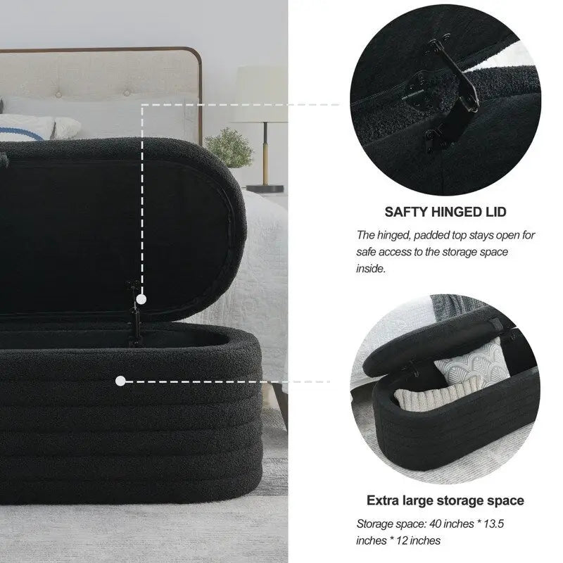 45.5 L Upholstered Fabric Storage Bench Ottoman