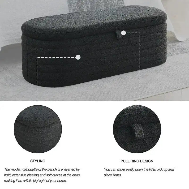 45.5 L Upholstered Fabric Storage Bench Ottoman