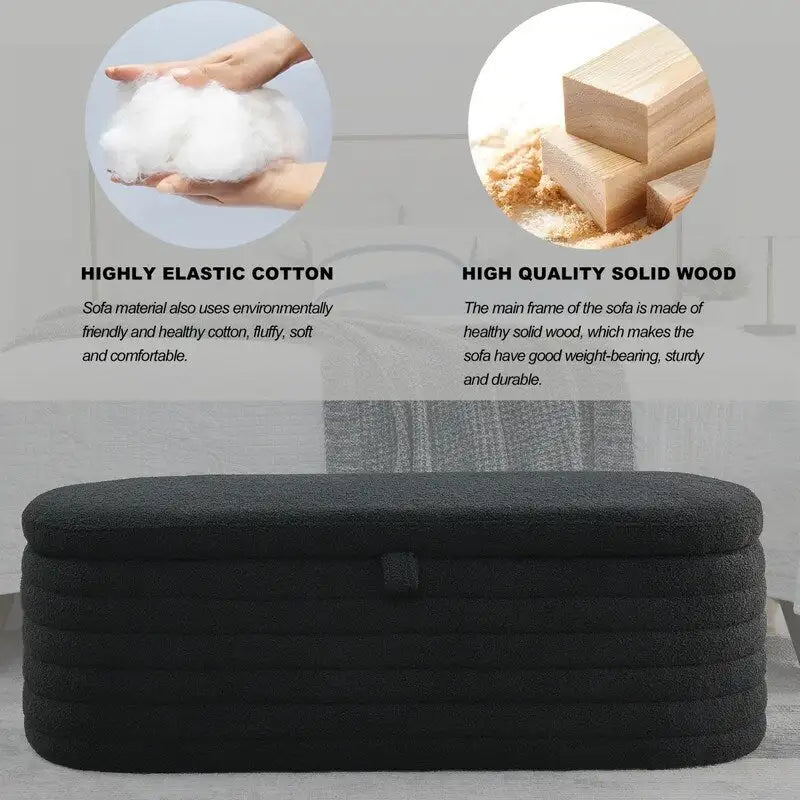 45.5 L Upholstered Fabric Storage Bench Ottoman
