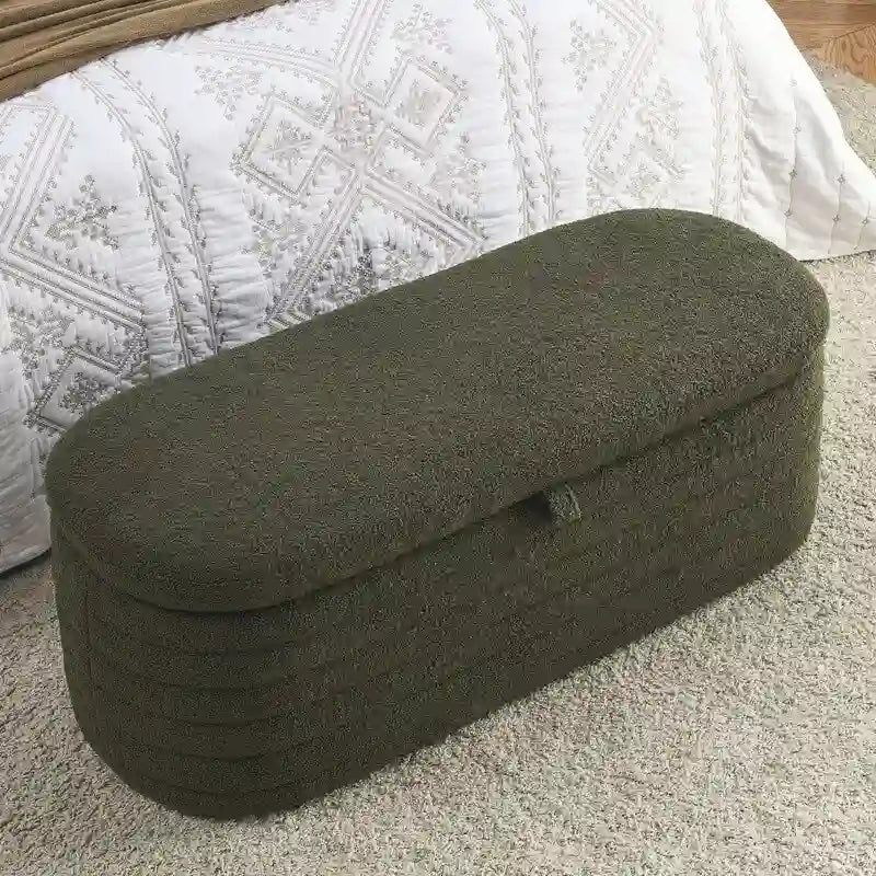 45.5 L Upholstered Fabric Storage Bench Ottoman