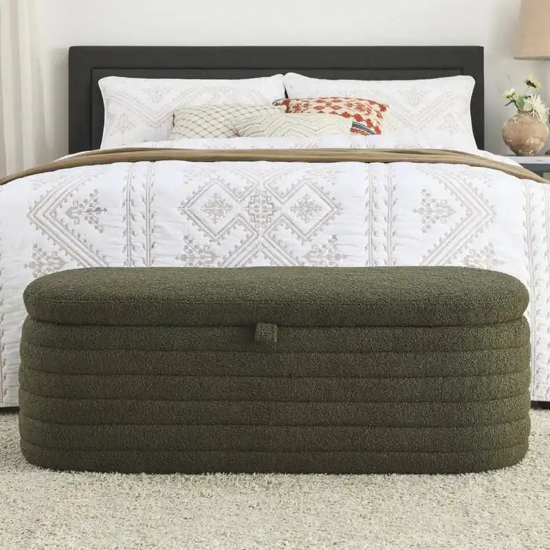 45.5 L Upholstered Fabric Storage Bench Ottoman