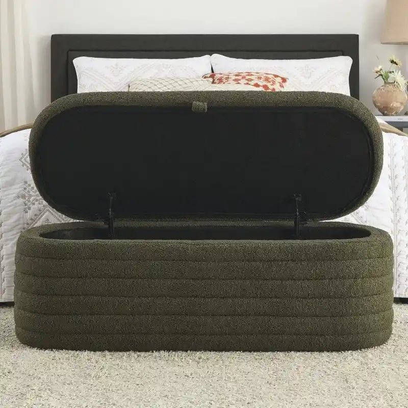45.5 L Upholstered Fabric Storage Bench Ottoman