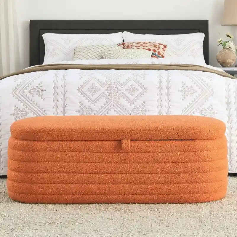 45.5 L Upholstered Fabric Storage Bench Ottoman