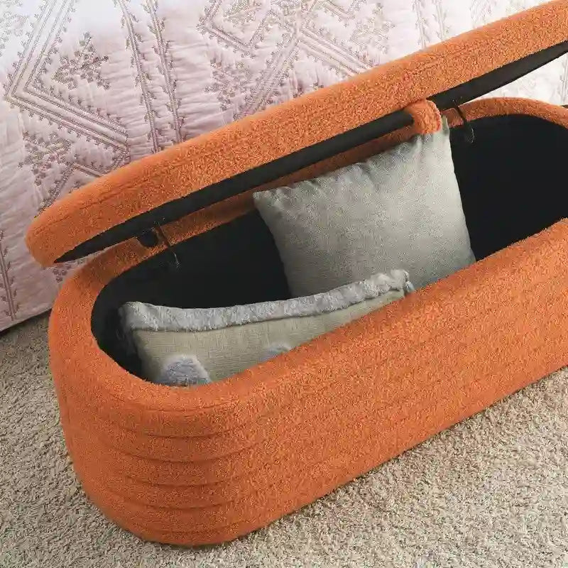 45.5 L Upholstered Fabric Storage Bench Ottoman