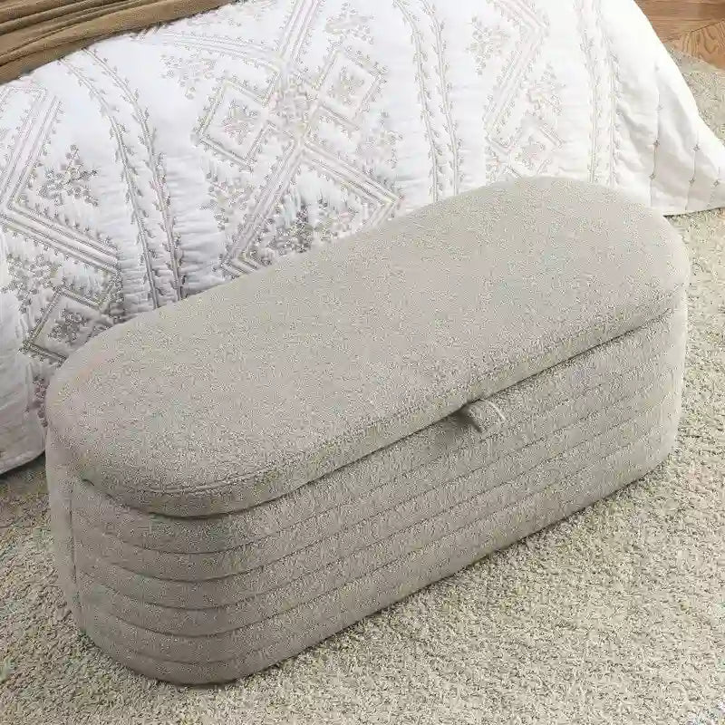 45.5 L Upholstered Fabric Storage Bench Ottoman