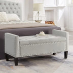 Upholstered Tufted Button Storage Bench with nails trim