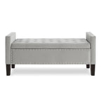 Upholstered Tufted Button Storage Bench with nails trim