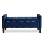 Upholstered Tufted Button Storage Bench with nails trim