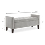 Upholstered Tufted Button Storage Bench with nails trim