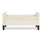 Upholstered Tufted Button Storage Bench with nails trim