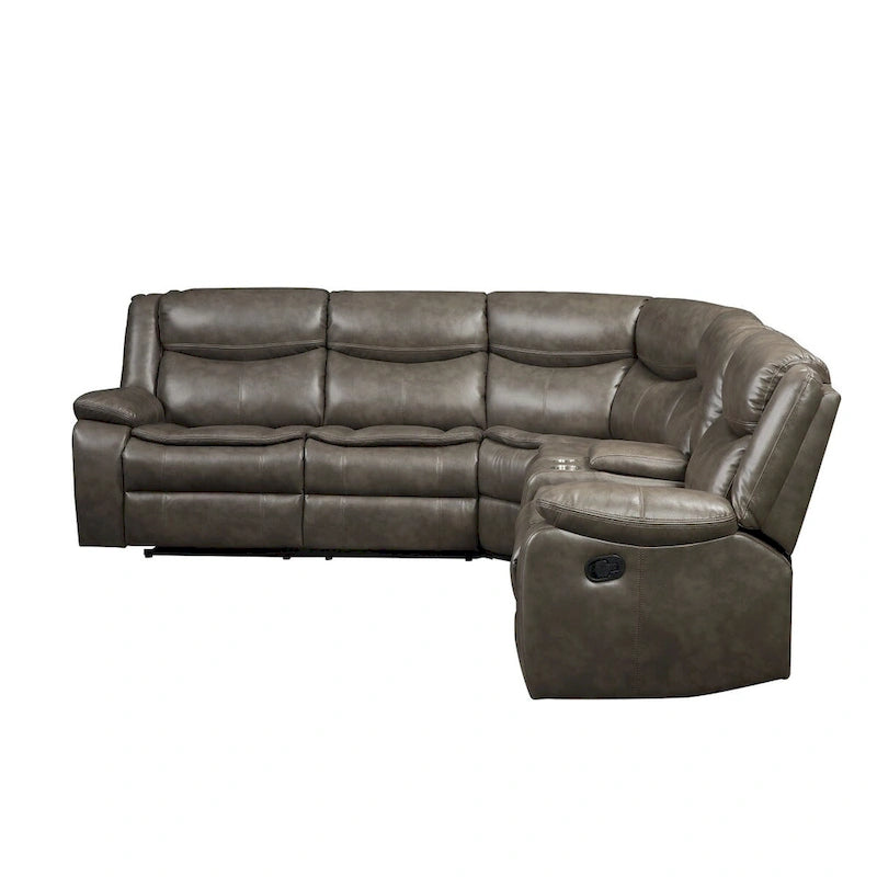 Leatherette Upholstered Reclining Sectional in Taupe