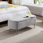 Modern Upholstered Storage Ottoman Bench with Metal Legs