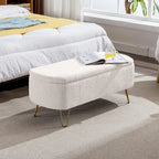 Modern Upholstered Storage Ottoman Bench with Metal Legs