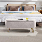 Modern Upholstered Storage Ottoman Bench with Metal Legs