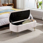 Modern Upholstered Storage Ottoman Bench with Metal Legs