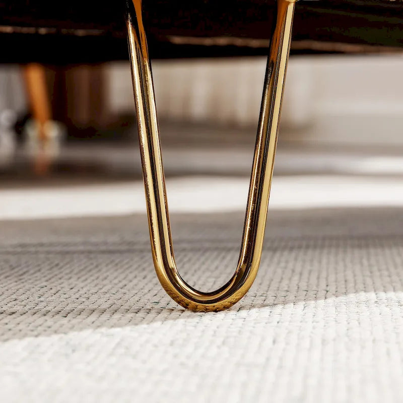Modern Upholstered Storage Ottoman Bench with Metal Legs