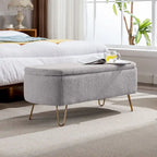 Modern Upholstered Storage Ottoman Bench with Metal Legs