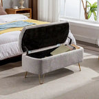 Modern Upholstered Storage Ottoman Bench with Metal Legs