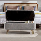 Modern Upholstered Storage Ottoman Bench with Metal Legs