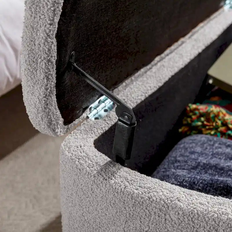 Modern Upholstered Storage Ottoman Bench with Metal Legs
