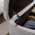Modern Upholstered Storage Ottoman Bench with Metal Legs