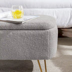 Modern Upholstered Storage Ottoman Bench with Metal Legs