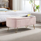 Modern Upholstered Storage Ottoman Bench with Metal Legs