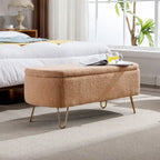 Modern Upholstered Storage Ottoman Bench with Metal Legs