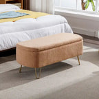 Modern Upholstered Storage Ottoman Bench with Metal Legs