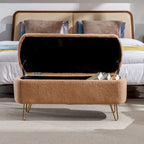 Modern Upholstered Storage Ottoman Bench with Metal Legs