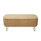 Modern Upholstered Storage Ottoman Bench with Metal Legs