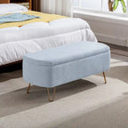 Modern Upholstered Storage Ottoman Bench with Metal Legs