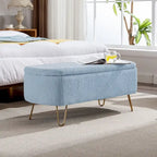 Modern Upholstered Storage Ottoman Bench with Metal Legs