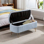 Modern Upholstered Storage Ottoman Bench with Metal Legs