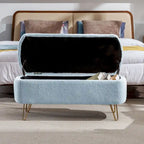 Modern Upholstered Storage Ottoman Bench with Metal Legs