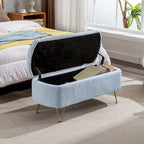 Modern Upholstered Storage Ottoman Bench with Metal Legs
