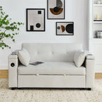 Pull-Out Sleeper Sofa Bed with Adjustable Backrest and USB Port
