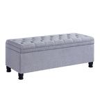 45  Linen Fabric Storage Stool with Spindle Wood Legs