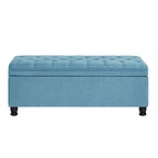 45  Linen Fabric Storage Stool with Spindle Wood Legs