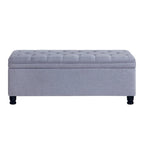 45  Linen Fabric Storage Stool with Spindle Wood Legs