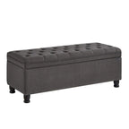 45  Linen Fabric Storage Stool with Spindle Wood Legs