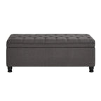 45  Linen Fabric Storage Stool with Spindle Wood Legs