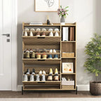 Shoe Cabinet with 3 Flip Drawers & Open Shelves,Modern Entryway Shoe Storage Cabinet Slim, Narrow Hidden Shoe Rack