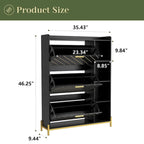 Shoe Cabinet with 3 Flip Drawers & Open Shelves,Modern Entryway Shoe Storage Cabinet Slim, Narrow Hidden Shoe Rack
