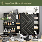 Shoe Cabinet with 3 Flip Drawers & Open Shelves,Modern Entryway Shoe Storage Cabinet Slim, Narrow Hidden Shoe Rack