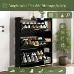 Shoe Cabinet with 3 Flip Drawers & Open Shelves,Modern Entryway Shoe Storage Cabinet Slim, Narrow Hidden Shoe Rack