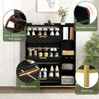 Shoe Cabinet with 3 Flip Drawers & Open Shelves,Modern Entryway Shoe Storage Cabinet Slim, Narrow Hidden Shoe Rack